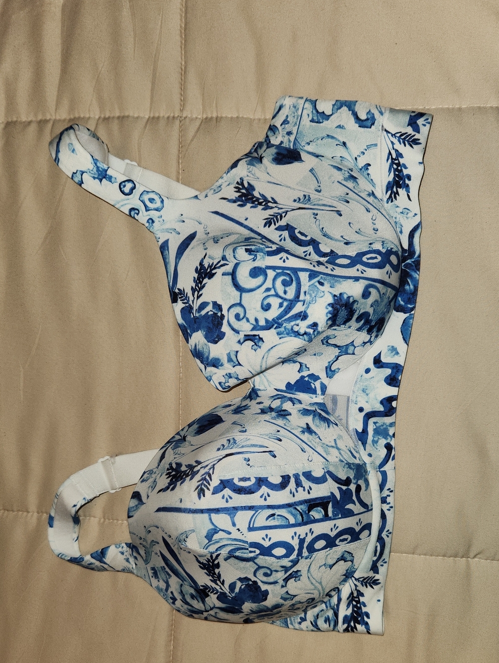 Cacique Blue Floral Print Underwire Bra